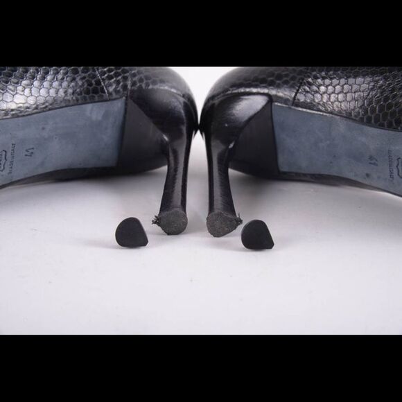 Lanvin Black Snakeskin Brass Pointed Toe Pump 41 - Picture 7 of 8